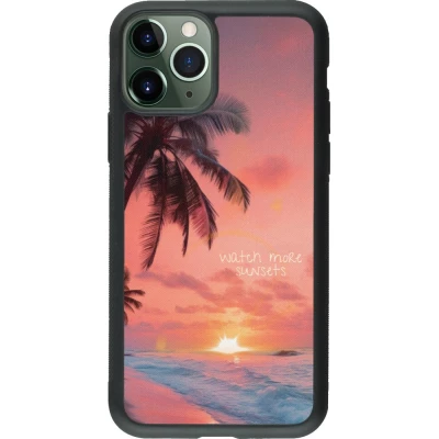 Coque iPhone 11 Pro - Silicone rigide noir Watch more sunsets Summer 2026