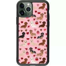 Coque iPhone 11 Pro - Silicone rigide noir Valentine 2024 puppy love