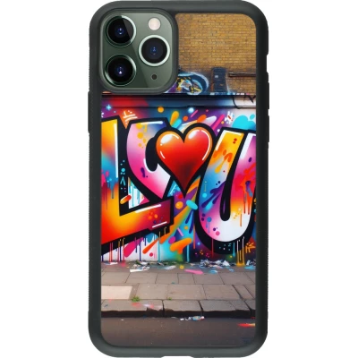 iPhone 11 Pro Case Hülle - Silikon schwarz Valentin 2025 Liebe U Tag