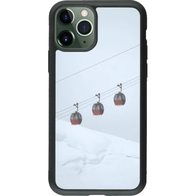 Coque iPhone 11 Pro - Silicone rigide noir Winter 22 ski lift