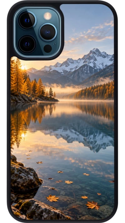 Coque iPhone 12 / 12 Pro - Silicone rigide noir Autumn 26 Autumn lake