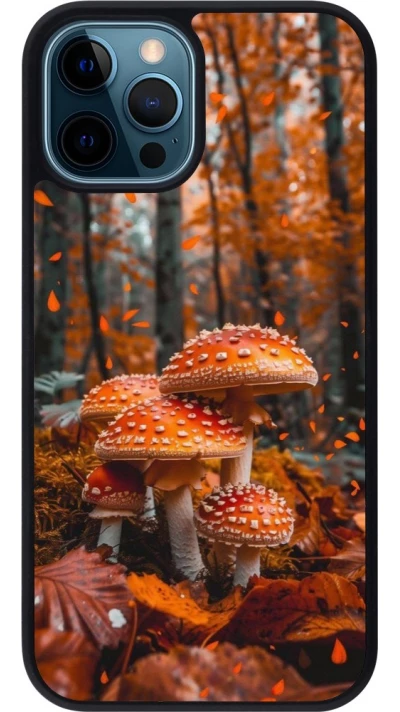 Coque iPhone 12 / 12 Pro - Silicone rigide noir Autumn 26 Mushrooms in the woods