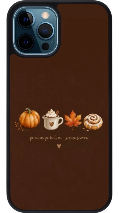 Coque iPhone 12 / 12 Pro - Silicone rigide noir Autumn 26 Pumpkin season