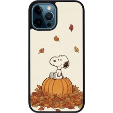 Coque iPhone 12 / 12 Pro - Silicone rigide noir Autumn 26 Snoopy autumn