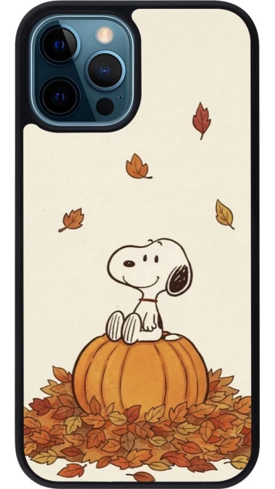 Coque iPhone 12 / 12 Pro - Silicone rigide noir Autumn 26 Snoopy autumn