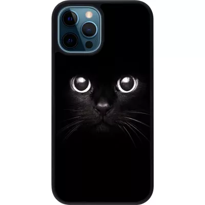 Hülle iPhone 12 / 12 Pro - Silikon schwarz Cat eyes