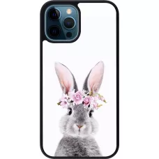 Coque iPhone 12 / 12 Pro - Silicone rigide noir Easter 2023 flower bunny