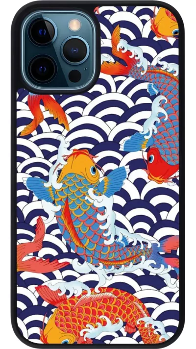 iPhone 12 / 12 Pro Case Hülle - Silikon schwarz Easter 2023 japanese fish