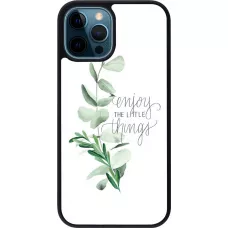 Coque iPhone 12 / 12 Pro - Silicone rigide noir Enjoy the little things