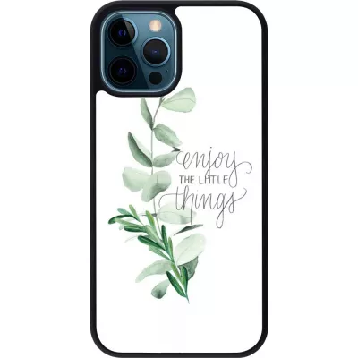 Coque iPhone 12 / 12 Pro - Silicone rigide noir Enjoy the little things