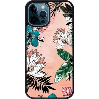 iPhone 12 / 12 Pro Case Hülle - Silikon schwarz Flowers Artprint