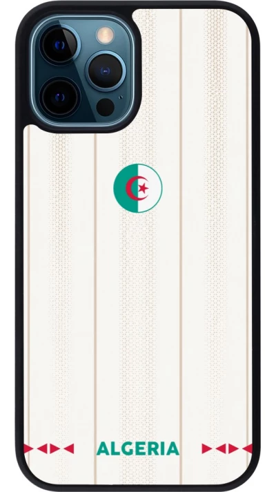 Coque iPhone 12 / 12 Pro - Silicone rigide noir Maillot de football Algérie 2026 personnalisable