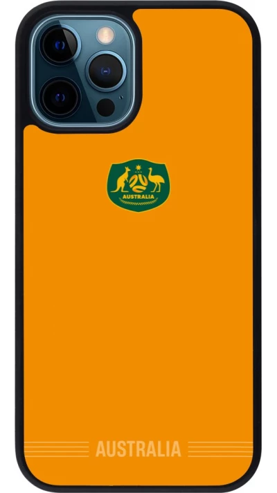 Coque iPhone 12 / 12 Pro - Silicone rigide noir Maillot de football Australie 2026 personnalisable