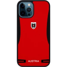 Coque iPhone 12 / 12 Pro - Silicone rigide noir Maillot de football Autriche 2026 personnalisable
