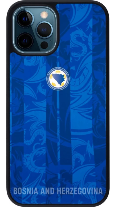 Coque iPhone 12 / 12 Pro - Silicone rigide noir Maillot de football Bosnie-Herzégovine 2026 personnalisable