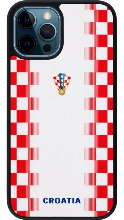 iPhone 12 / 12 Pro Case Hülle - Silikon schwarz Kroatien 2026 personalisierbares Fussballtrikot
