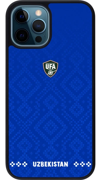 iPhone 12 / 12 Pro Case Hülle - Silikon schwarz Usbekistan 2026 personalisierbares Fussballtrikot