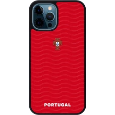 Coque iPhone 12 / 12 Pro - Silicone rigide noir Maillot de football Portugal 2026 personnalisable
