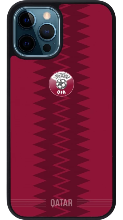 iPhone 12 / 12 Pro Case Hülle - Silikon schwarz Qatar 2026 personalisierbares Fussballtrikot