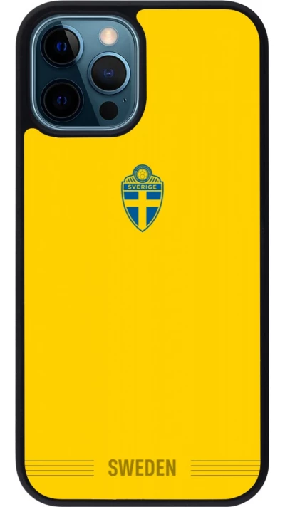 iPhone 12 / 12 Pro Case Hülle - Silikon schwarz Schweden 2026 personalisierbares Fussballtrikot