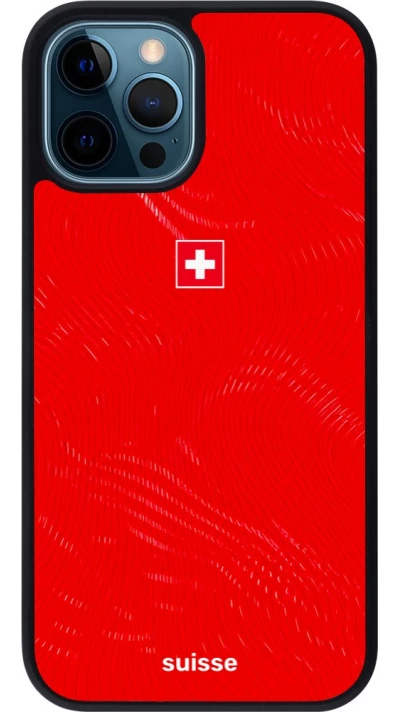 iPhone 12 / 12 Pro Case Hülle - Silikon schwarz Schweiz 2026 personalisierbares Fussballtrikot