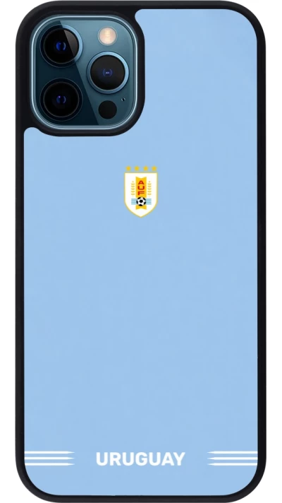 iPhone 12 / 12 Pro Case Hülle - Silikon schwarz Uruguay 2026 personalisierbares Fussballtrikot