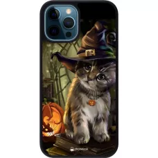 Coque iPhone 12 / 12 Pro - Silicone rigide noir Halloween 21 Witch cat