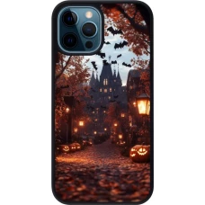 Coque iPhone 12 / 12 Pro - Silicone rigide noir Halloween 2025 Haunted house