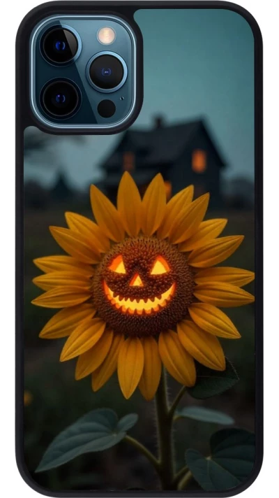 Coque iPhone 12 / 12 Pro - Silicone rigide noir Halloween 2026 Evil Sunflower