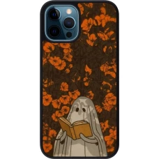 Coque iPhone 12 / 12 Pro - Silicone rigide noir Halloween 2026 Ghost reading