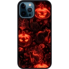 Coque iPhone 12 / 12 Pro - Silicone rigide noir Halloween 2026 Pattern Halloween