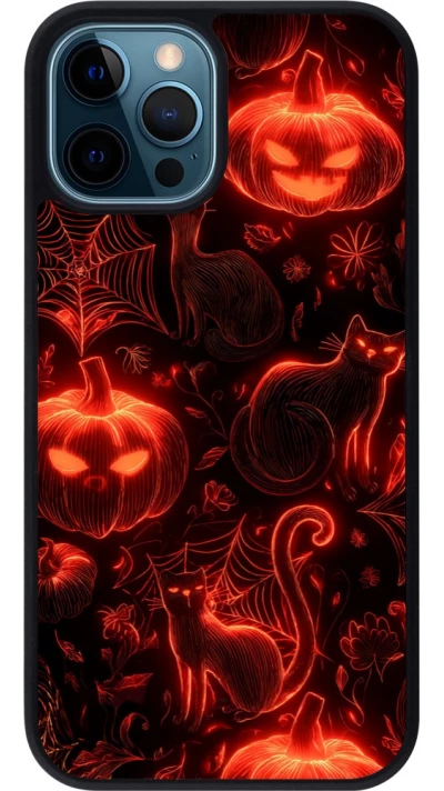 Coque iPhone 12 / 12 Pro - Silicone rigide noir Halloween 2026 Pattern Halloween