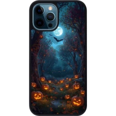 Coque iPhone 12 / 12 Pro - Silicone rigide noir Halloween 2026 Road of Pumpkins