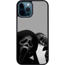 Coque iPhone 12 / 12 Pro - Silicone rigide noir Halloween 2026 Scream and Michael Myers