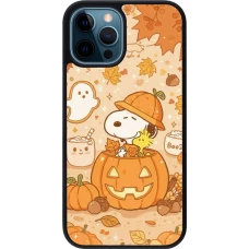Coque iPhone 12 / 12 Pro - Silicone rigide noir Halloween 2026 Snoopy Halloween