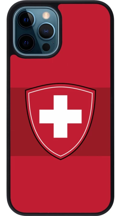 iPhone 12 / 12 Pro Case Hülle - Silikon schwarz Hockey World Championship Ecusson Suisse