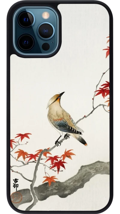 iPhone 12 / 12 Pro Case Hülle - Silikon schwarz Japanese Bird