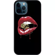 Coque iPhone 12 / 12 Pro - Silicone rigide noir Lips bullet