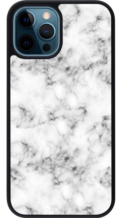 Coque iPhone 12 / 12 Pro - Silicone rigide noir Marble 01