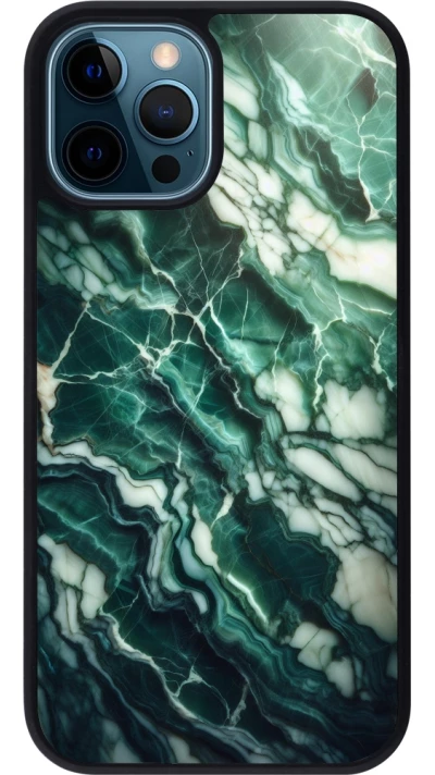 iPhone 12 / 12 Pro Case Hülle - Silikon schwarz Majestätischer grüner Marmor