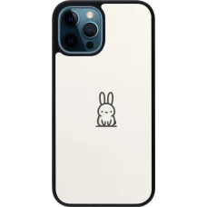 Coque iPhone 12 / 12 Pro - Silicone rigide noir Minimal bunny cutie