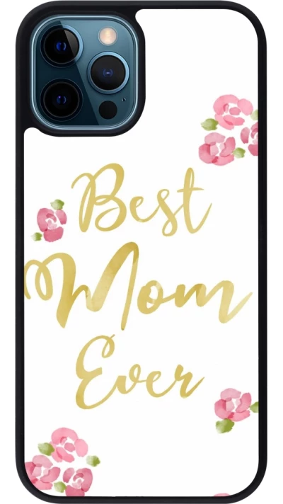 Coque iPhone 12 / 12 Pro - Silicone rigide noir Mom 2024 best Mom ever