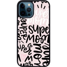 Coque iPhone 12 / 12 Pro - Silicone rigide noir Mom 2024 Super mom