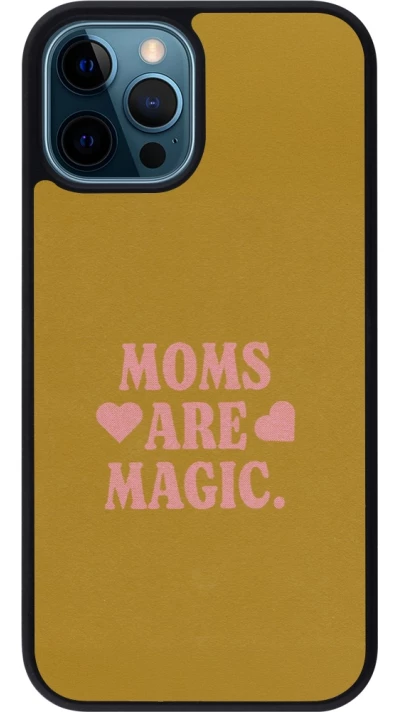 Coque iPhone 12 / 12 Pro - Silicone rigide noir Mom 2026 Are Magic