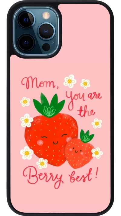 Coque iPhone 12 / 12 Pro - Silicone rigide noir Mom 2026 Berry best