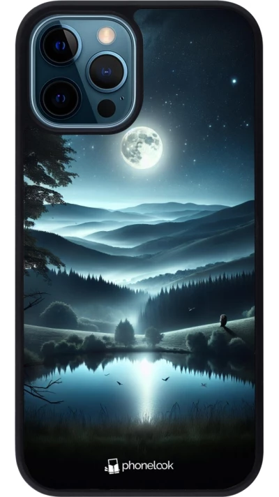Coque iPhone 12 / 12 Pro - Silicone rigide noir Night Sky View