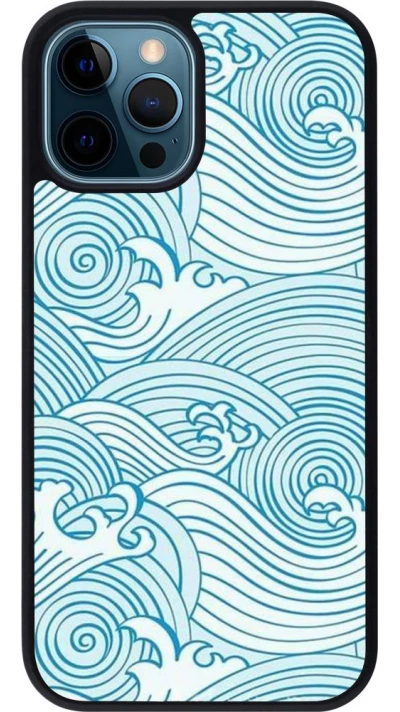 Coque iPhone 12 / 12 Pro - Silicone rigide noir Ocean Waves