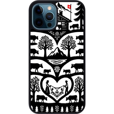 Coque iPhone 12 / 12 Pro - Silicone rigide noir Poya Suisse 2