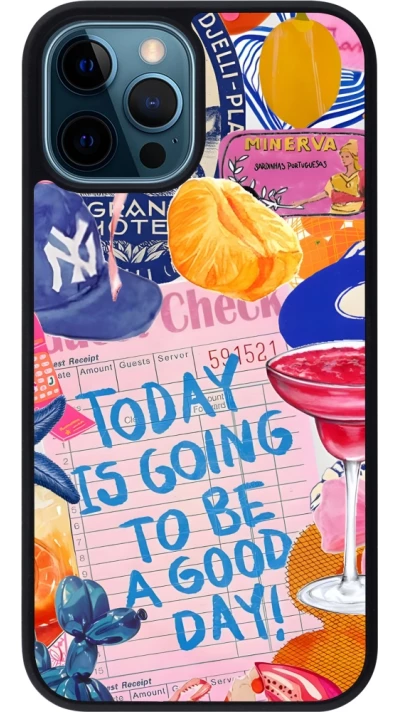 iPhone 12 / 12 Pro Case Hülle - Silikon schwarz Preppy Today is Going to be a good day