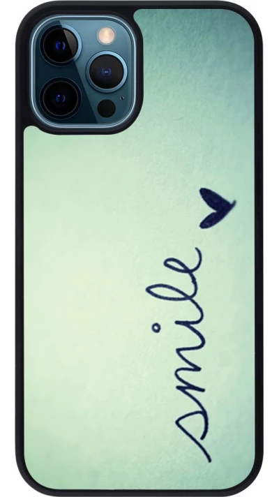 Coque iPhone 12 / 12 Pro - Silicone rigide noir Smile